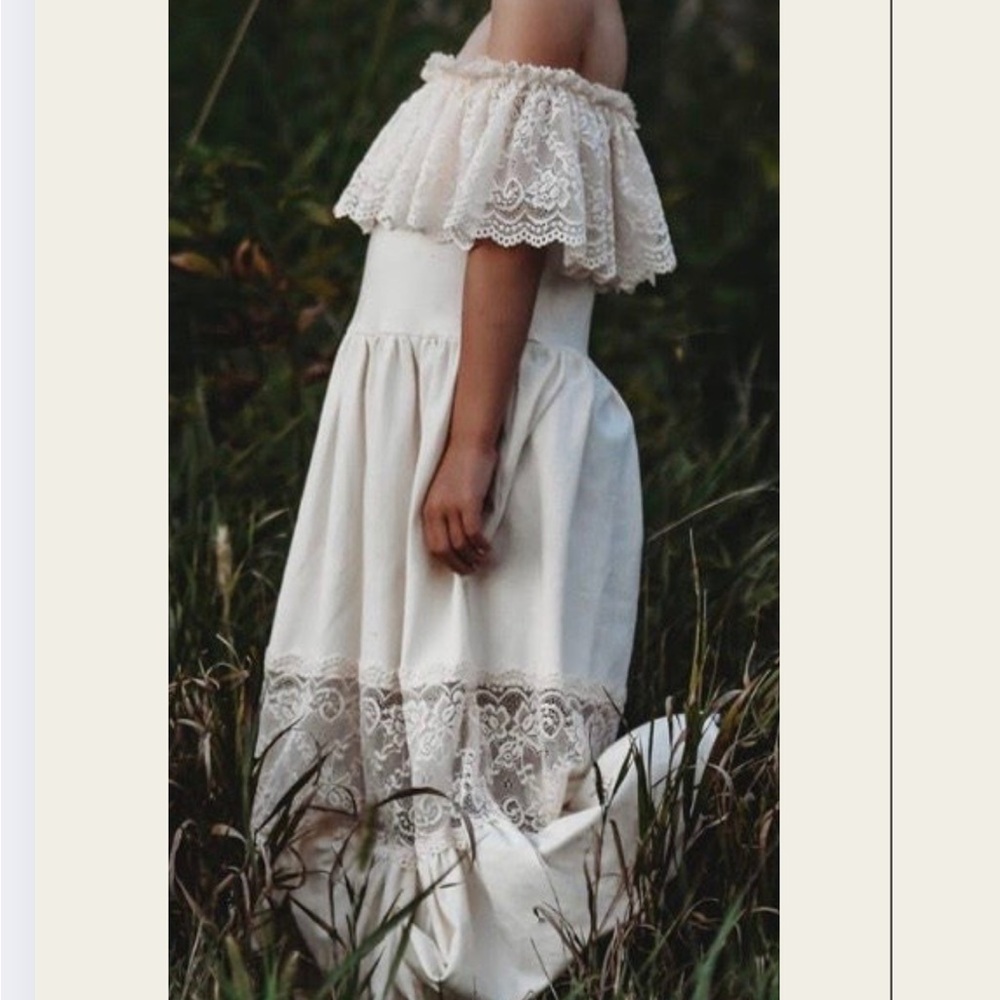Bailey Blossoms 5t long summer dress, cream, like new